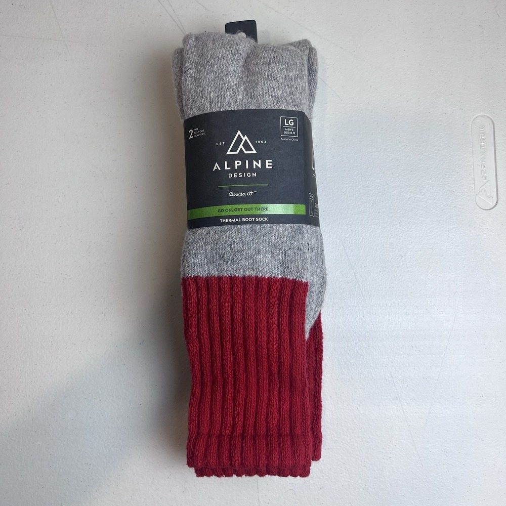Alpine Design 2 Pr.‎ Men's Thermal Boot Socks Sz L 8-12 Calf Cut Heavy Weight